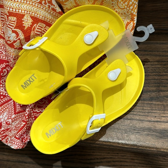 Bright Yellow Mix It Slip In Thong Toe Sandals - Picture 6 of 12